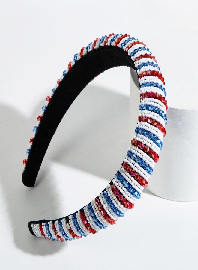 سوتشات طوق رأس سوتشات للاحتفال بيوم الاستقلال الأمريكي، مزين بأحجار الراين، بتصميم وطني مستوحى من العلم الأمريكي، بألوان الأحمر والأبيض والأزرق، وخطوط كريستالية، وطوق شعر ملتف، مثالي لحفلات ومناسبات يوم الاستقلال. - Image 5