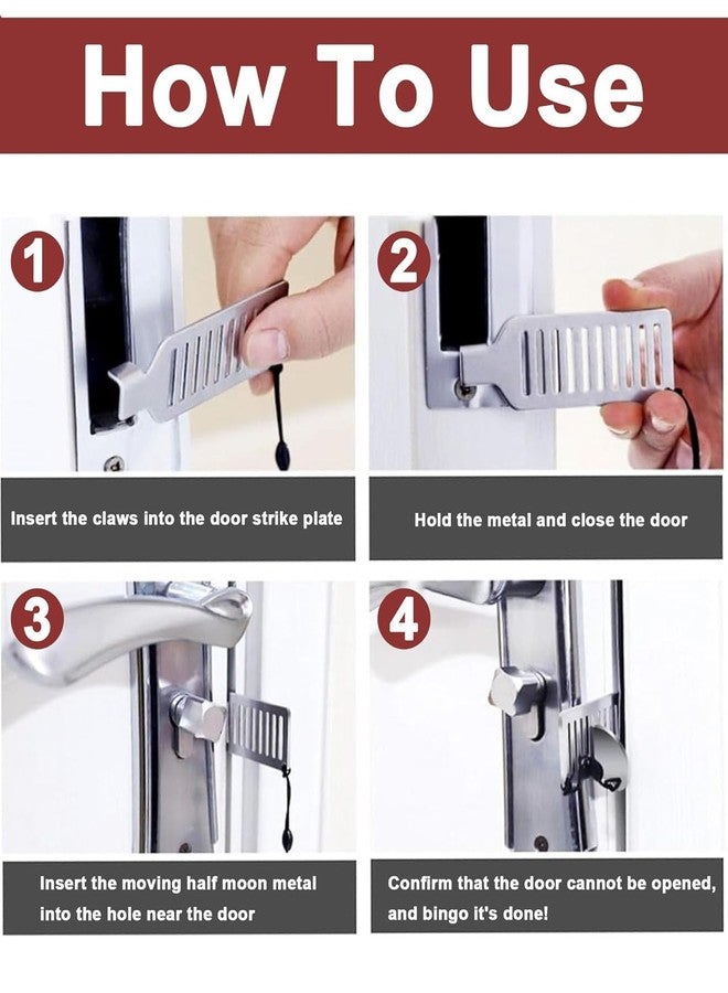 GALV Portable Door Lock for Travel Improved Stainless Steel Travel Door Locks for Hotel Rooms Apartment Home College Security Device,Safety Door Stopper,Hotel Security Tool (Silver) - Image 3