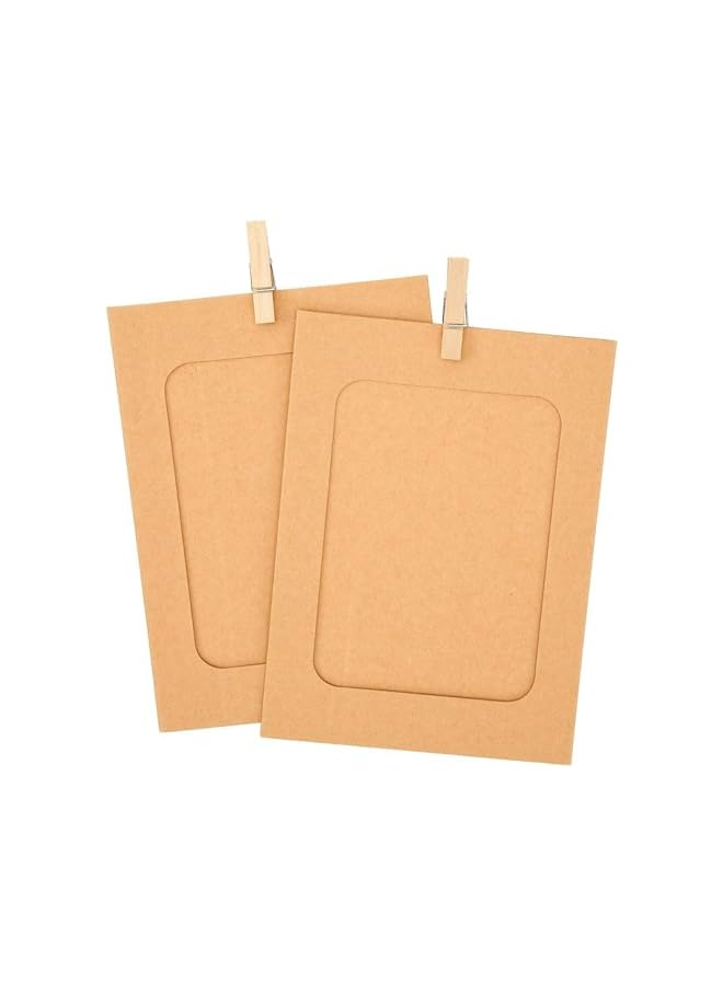 The Bros 20Pcs Paper Photo Frames, 4x6 Inch Kraft Paper Picture Frames, Hanging Photo Display Banner, DIY Clip Photo Display Holders for Home, Office, Wedding, and Party Decor - Image 2