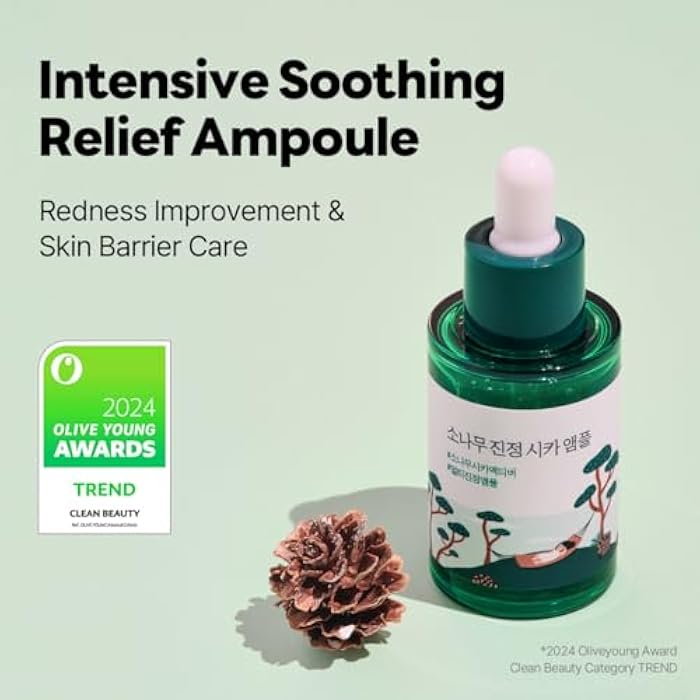 ROUND LAB Pine Calming Cica Ampoule 1.01 Fl Oz, Hydrating and Soothing Serum with Pine Cica and Hyaluronic Acid for Skin Barrier Strengthening, Gentle Exfoliation, and Deep Moisture, Korean Skincare - Image 2