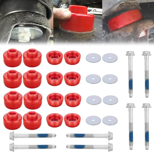 ATZTNUO 7-141 Body and Cab Mount Bushing Kit for 1999-2014 Chevy Silverado & GMC Sierra 1500/2500 2WD/4WD Body Cab Mounts with Mount Cushion Bolts 1999-2004 Replaces# 11516868 15704260 (Red) - Image 1