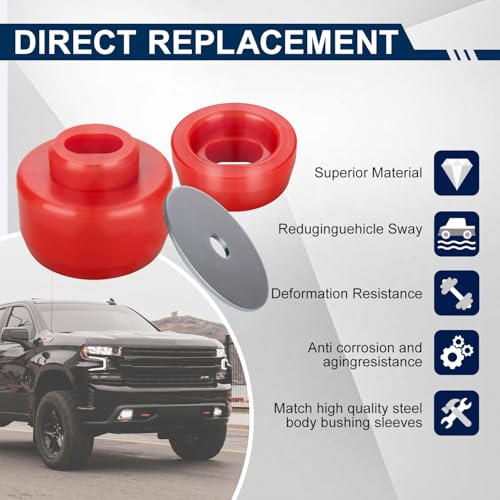 ATZTNUO 7-141 Body and Cab Mount Bushing Kit for 1999-2014 Chevy Silverado & GMC Sierra 1500/2500 2WD/4WD Body Cab Mounts with Mount Cushion Bolts 1999-2004 Replaces# 11516868 15704260 (Red) - Image 4
