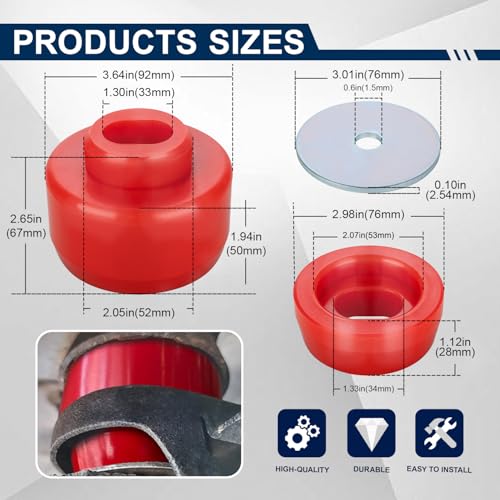 ATZTNUO 7-141 Body and Cab Mount Bushing Kit for 1999-2014 Chevy Silverado & GMC Sierra 1500/2500 2WD/4WD Body Cab Mounts with Mount Cushion Bolts 1999-2004 Replaces# 11516868 15704260 (Red) - Image 5