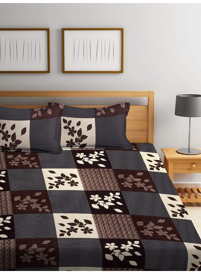 Fashion String شيت سرير مزدوج بني من ميكروفايبر 144 TC مع 2 غطاء وسادة - Image 2