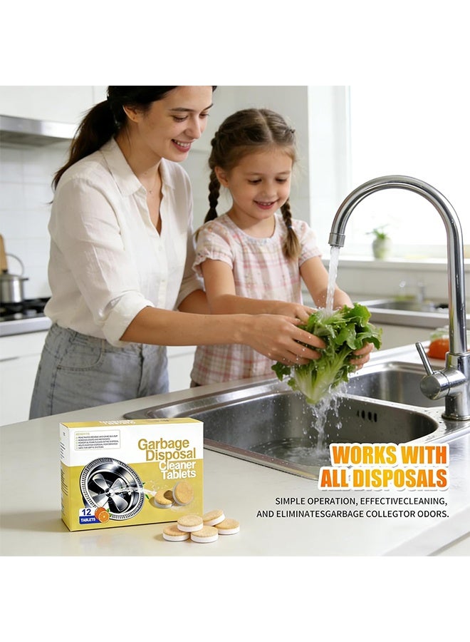 Garbage Disposal Cleaner Tablet and Deodorizer, KITCHEN Citrus Sink Cleaner Eliminates Odor-12 Pack, XL Grease & Buildup Remover - 1 Year Supply - Image 2