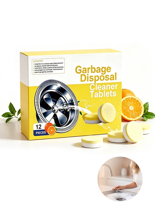 Garbage Disposal Cleaner Tablet and Deodorizer, KITCHEN Citrus Sink Cleaner Eliminates Odor-12 Pack, XL Grease & Buildup Remover - 1 Year Supply - Image 1