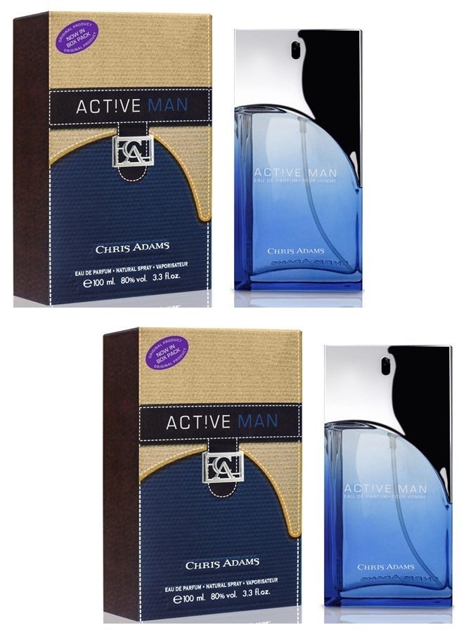 Chris Adams Set of 2 Active Man Eau De Parfum 100ML – Energizing Fragrance for the Modern, Confident, and Dynamic Gentleman - Image 1