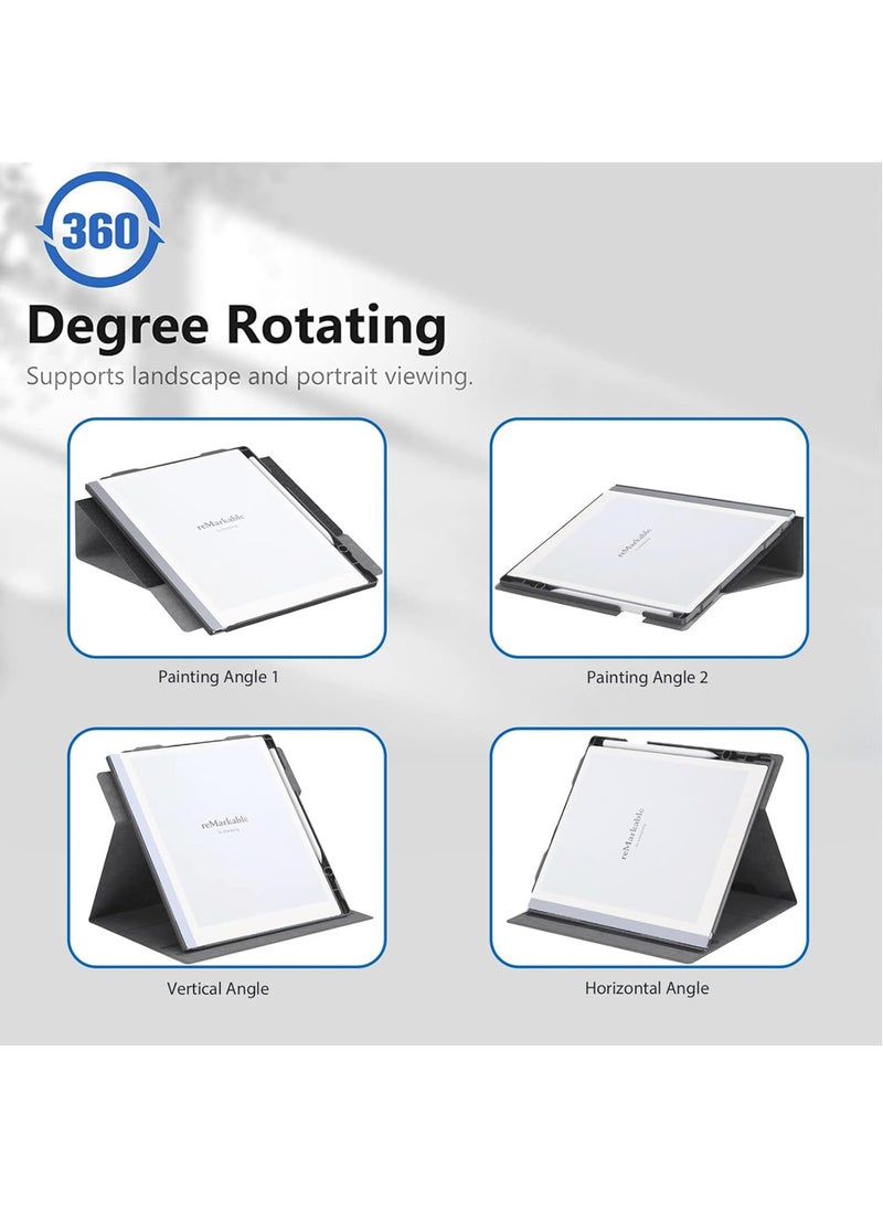 Captaintech Case for Remarkable 2 Paper Tablet- Multi-Viewing Adjustable Folding Book Folio Cover - with Built-in Pen Holder - for 10.3 2020 Released  - Image 3