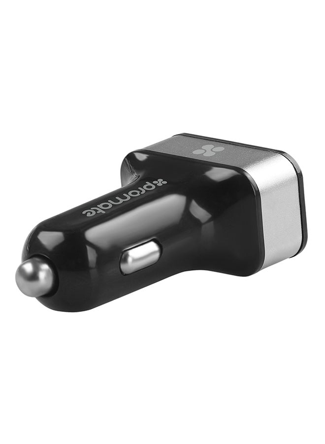 PROMATE 7.2 A Premium Aluminum 3 Port USB Car Charger For Smartphones And Tablets Silver - Image 3