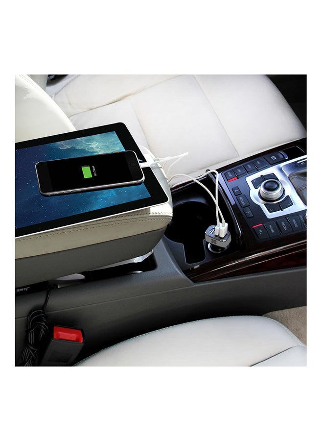 PROMATE 7.2 A Premium Aluminum 3 Port USB Car Charger For Smartphones And Tablets Silver - Image 4