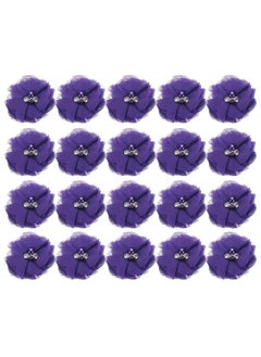 MECCANIXITY MECCANIXITY Artificial Rhinestone Chiffon Flower Heads, Purple Faux Flowers 2 Inch for DIY Craft Wedding and Party Decoration Pack of 20  - Image 1