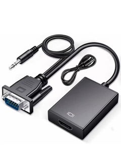LIXES VGA to HDMI Adapter – VGA Male to HDMI Female Converter with 3.5mm Audio Jack, Full HD 1080P for Connecting Monitor, PC, Laptop, Desktop, HDTV, Projector, DVD – Office & Meeting Use  - Image 1
