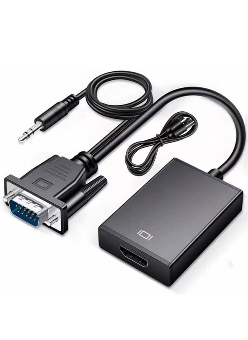LIXES VGA to HDMI Adapter – VGA Male to HDMI Female Converter with 3.5mm Audio Jack, Full HD 1080P for Connecting Monitor, PC, Laptop, Desktop, HDTV, Projector, DVD – Office & Meeting Use  - Image 1