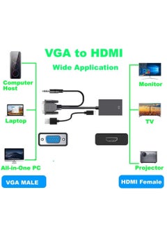 LIXES VGA to HDMI Adapter – VGA Male to HDMI Female Converter with 3.5mm Audio Jack, Full HD 1080P for Connecting Monitor, PC, Laptop, Desktop, HDTV, Projector, DVD – Office & Meeting Use  - Image 3