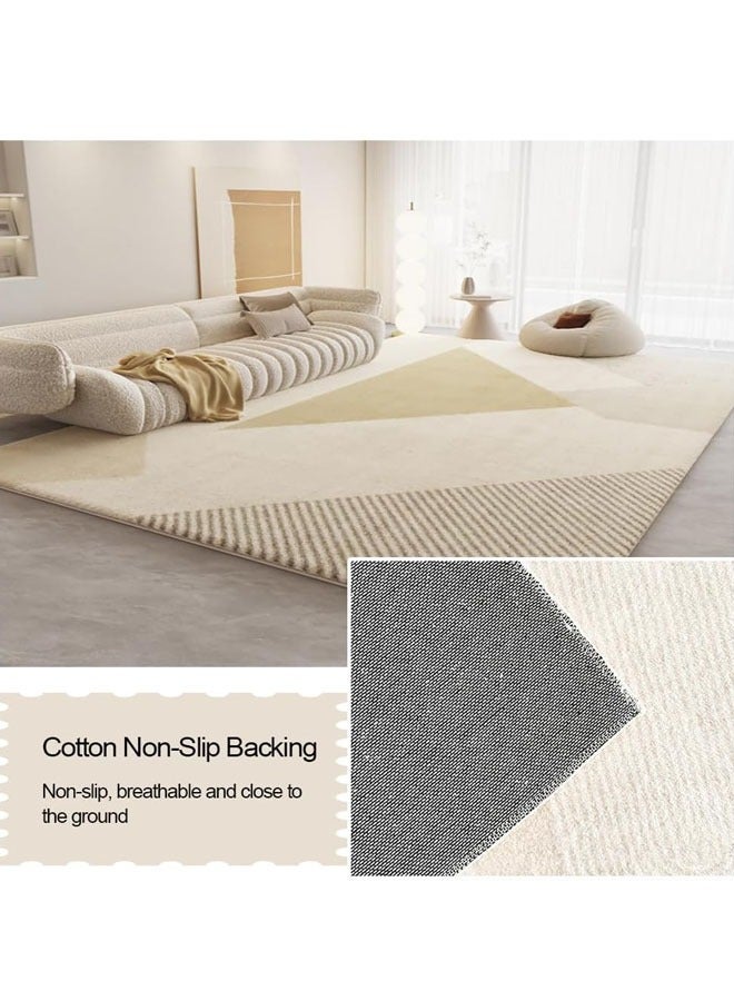Optico Area Rug, Soft and Imitation Cashmere Large Rugs for Bedroom, Non Slip and Easy to Care Household Carpet, Nordic Style Soft Plush Geometric Rugs, Bedroom Decorative Mat, Hallway Mat Carpet for Living Room Bedroom Dining Room Office - Image 4