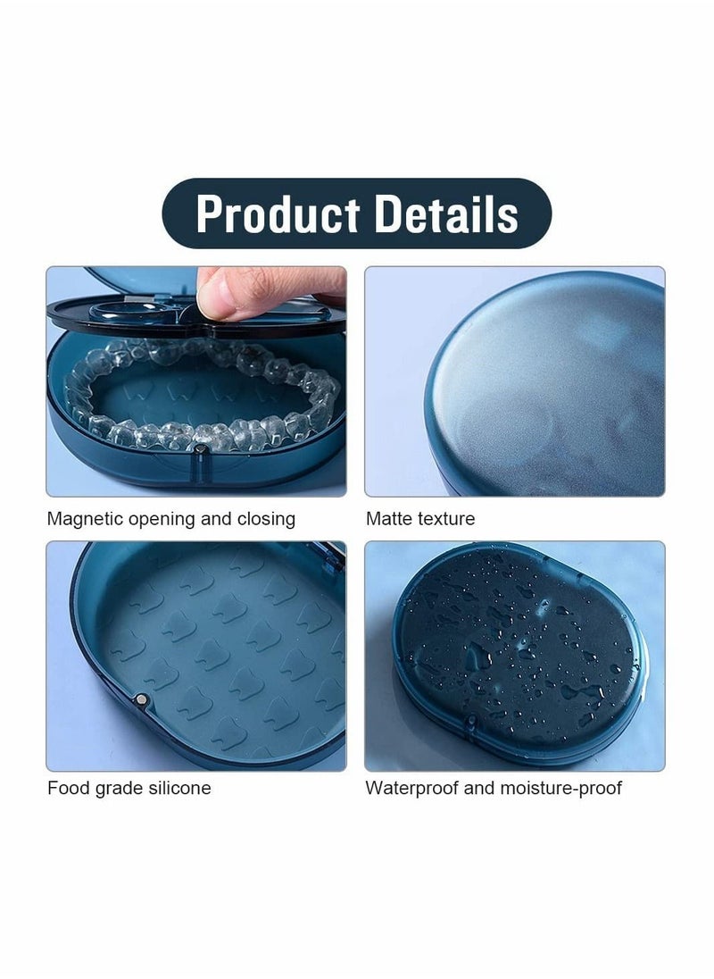 SYOSI - Retainer Case Portable Denture Bath Case Denture Box Dental Storage Container with Denture Cleaner Brush Denture Container Portable False Teeth Storage Container for Travel Retainer Cleaning - Image 1
