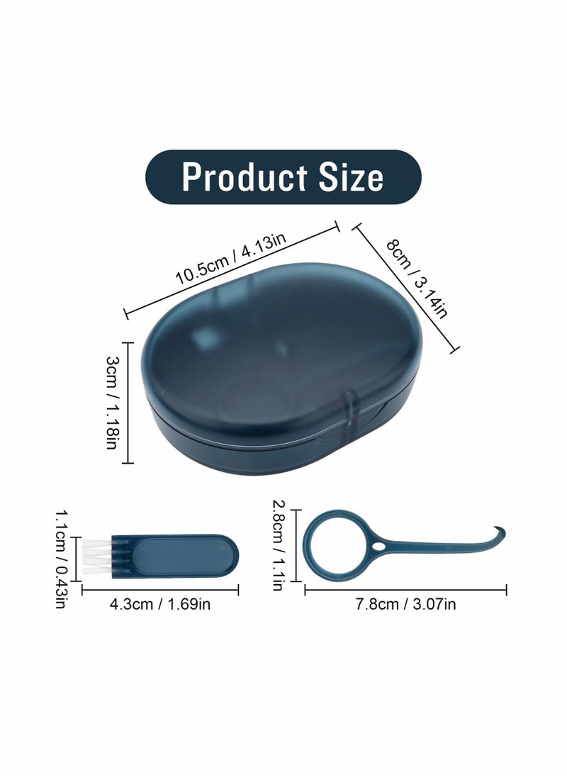 SYOSI - Retainer Case Portable Denture Bath Case Denture Box Dental Storage Container with Denture Cleaner Brush Denture Container Portable False Teeth Storage Container for Travel Retainer Cleaning - Image 1