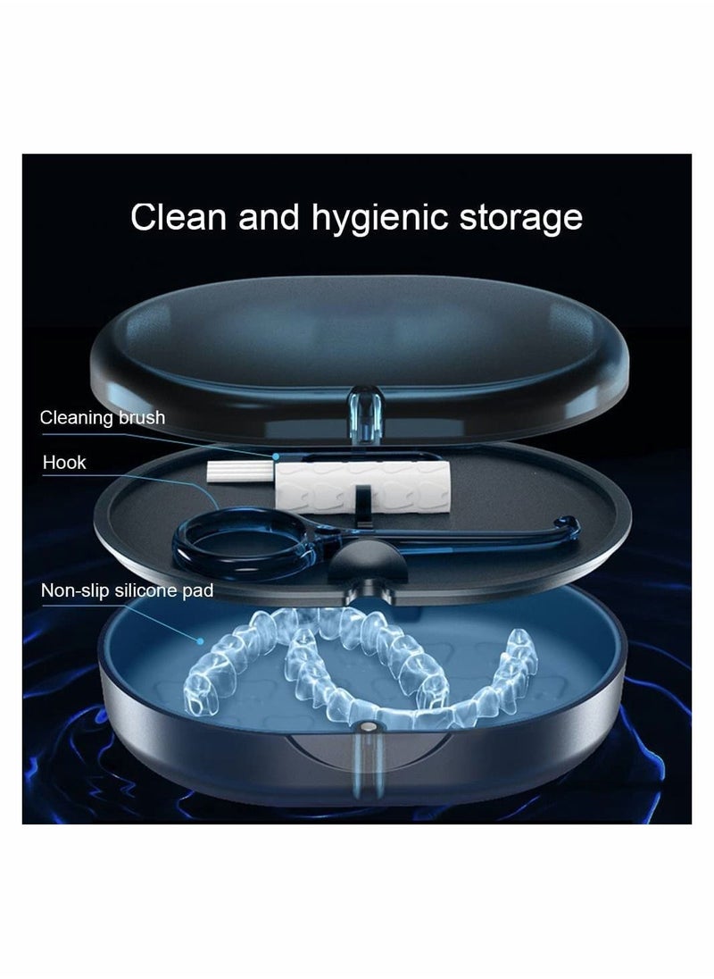SYOSI - Retainer Case Portable Denture Bath Case Denture Box Dental Storage Container with Denture Cleaner Brush Denture Container Portable False Teeth Storage Container for Travel Retainer Cleaning - Image 1