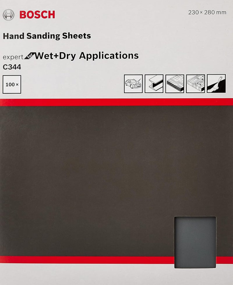 BOSCH Professional Hand Sanding Sheet For Automotive, 230 X 280 mm Grit 1000, Pack Of 100 - Image 1