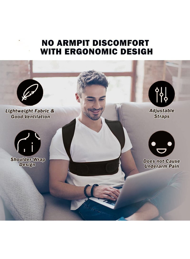 Arabic: مصحح وضعية الظهر للسيدات والرجال – دعامة ظهر علوي قابلة للتعديل، دعامة تنفسية لتقويم الظهر وتخفيف آلام الرقبة والكتف والترقوة – مقاس حر، غير سام - Image 5