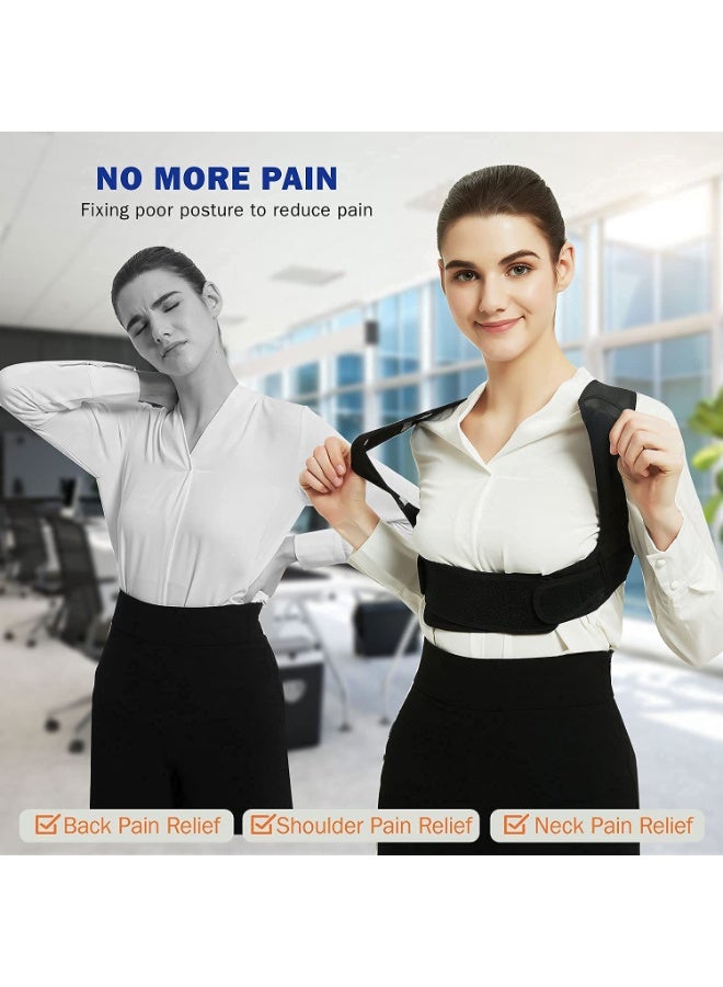 Arabic: مصحح وضعية الظهر للسيدات والرجال – دعامة ظهر علوي قابلة للتعديل، دعامة تنفسية لتقويم الظهر وتخفيف آلام الرقبة والكتف والترقوة – مقاس حر، غير سام - Image 3