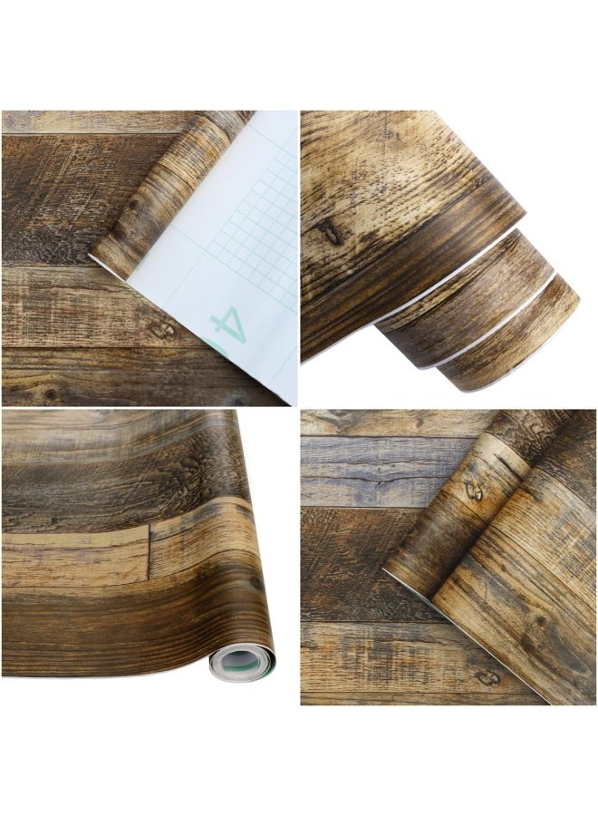 بتيمفم ورق جدران خشبي قابل للتقشير واللصق، ورق لاصق ذاتي بنقشة حبيبات الخشب البني، غلاف فينيل مقاوم للماء وقابل للإزالة للخزائن والأثاث والرفوف وأسطح العمل - Image 3