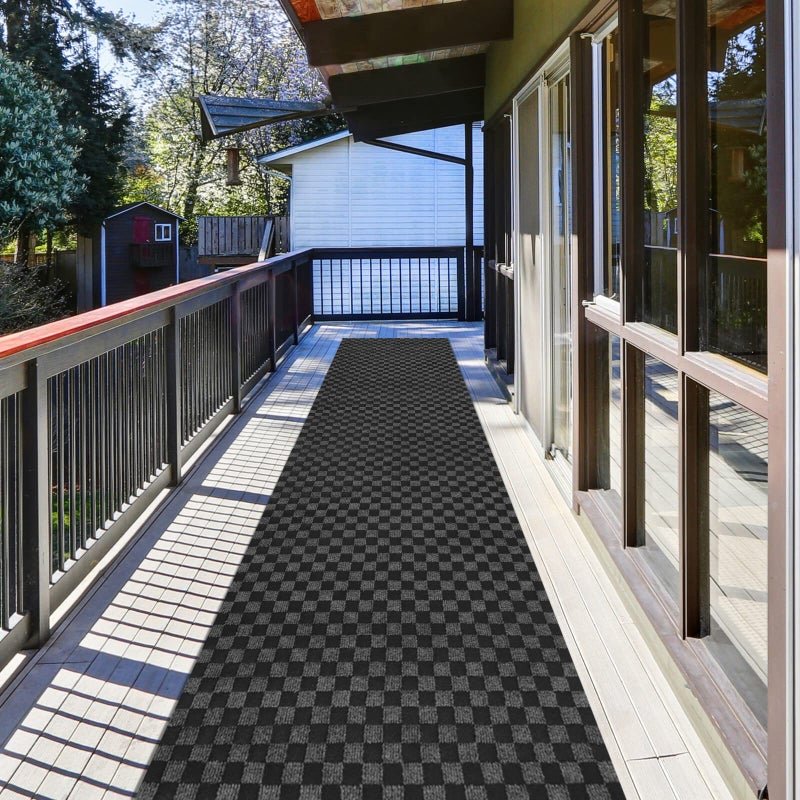 ZGR HOME&GARDEN ZGR Runner Rug 2 ft x 6 ft Carpet Runners IndoorOutdoor Hallway Kitchen Entryway Bedroom Area Rugs with Natural NonSlip Rubber Backing Garage mat Checkered Black Custom 