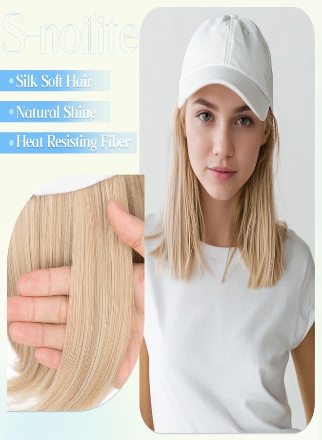 S-noilite Baseball Cap with Hair Extensions,Mixed Blonde White Hat Wigs with Hair Attached Synthetic Short Bob Hairstyle Baseball Caps for Women Daily Use(#85P613) - Image 3