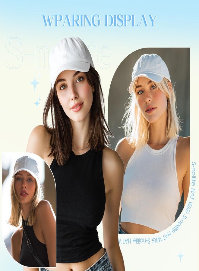 S-noilite Baseball Cap with Hair Extensions,Mixed Blonde White Hat Wigs with Hair Attached Synthetic Short Bob Hairstyle Baseball Caps for Women Daily Use(#85P613) - Image 2