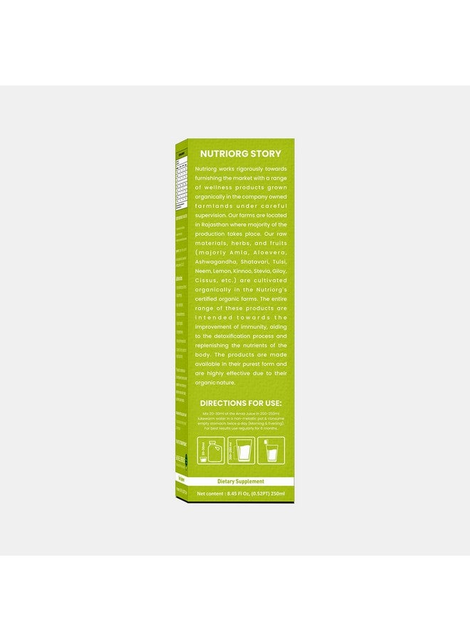 nutriorg Nutriorg Amla Juice 250ml | Amla Juice for Hair & Skin | Rich in Vitamin C | Cold-Pressed Indian Gooseberry | Detox Immunity Boosting | No Added Sugar | Pure & Natural - Image 2