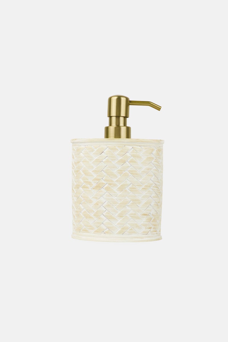 REAL SIMPLE Basket Weave Resin Soap Dispenser, Off White - Image 1