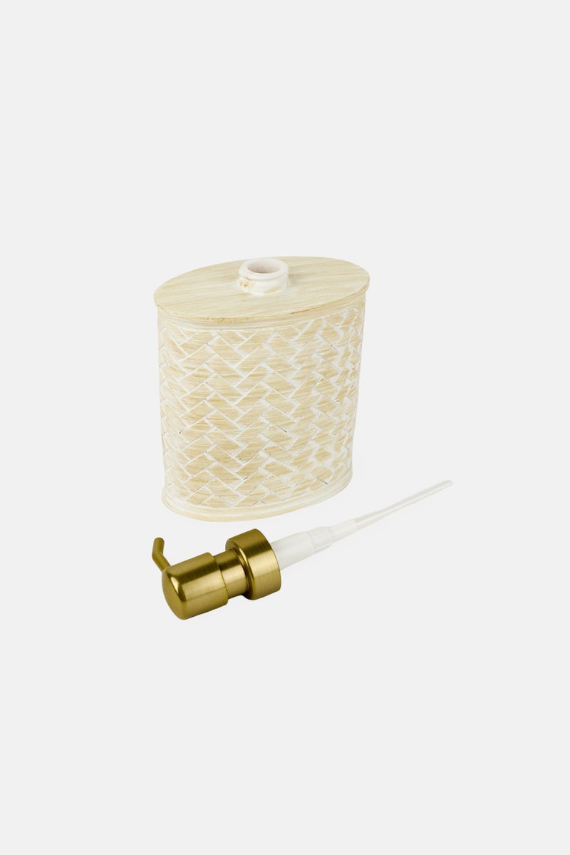 REAL SIMPLE Basket Weave Resin Soap Dispenser, Off White - Image 2