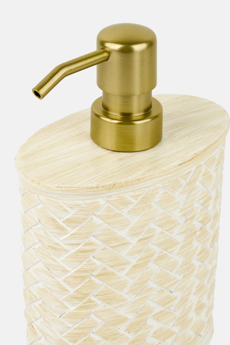 REAL SIMPLE Basket Weave Resin Soap Dispenser, Off White - Image 3