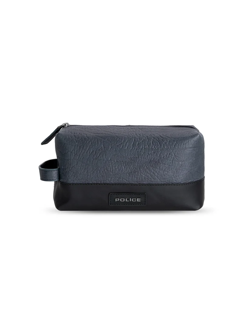 POLICE Tolerance Blue Leather Toiletry Pouch