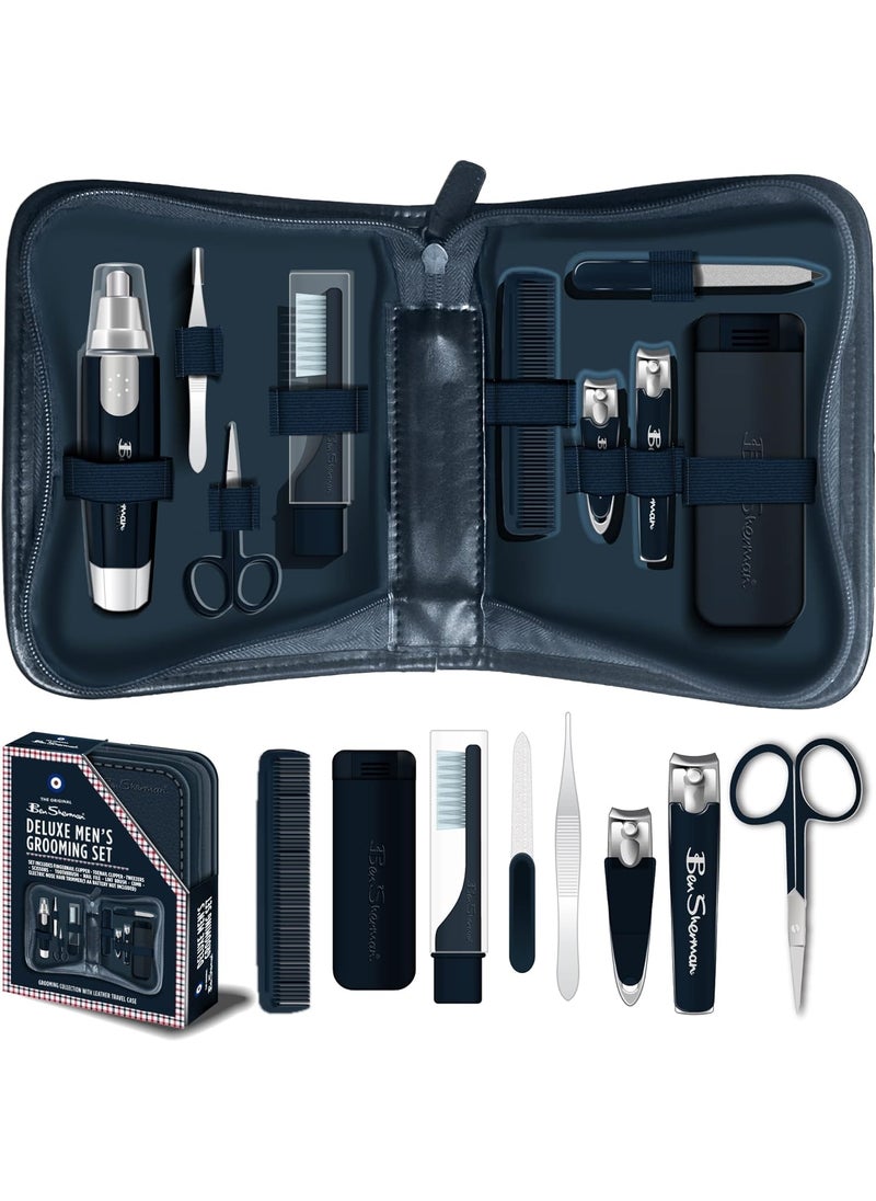Ben Sherman Ben Sherman Nail Clipper Set for Men, 10 Pcs Deluxe Grooming Kit for Men - Includes Nail Clippers, Nose Hair Trimmer, Tooth Brush, Scissors and More. Men's Grooming Kit 