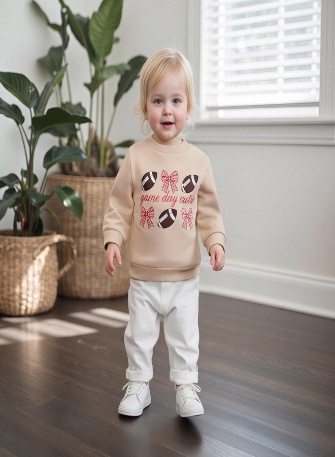 Fernvia Toddler Baby Boy Girl Clothes Long Sleeve Crew Neck Letters Rugby Pullover Sweatshirt Tops for Inafnt Boys Girls (A Khaki, 3-4 Years) - Image 2