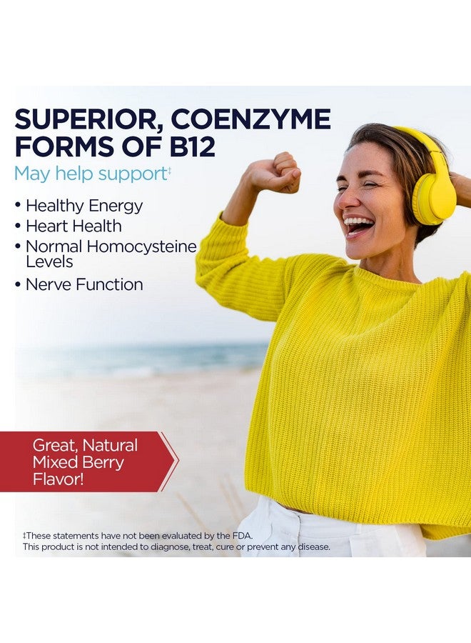 KAL Vitamin B12 Methylcobalamin And Adenosylcobalamin 2000 Mcg Activmelt B12 Energy Supplements Metabolism Nerve Red Blood Cell Support High Absorption Natural Berry 60 Serv 60 Micro Tablets - Image 5