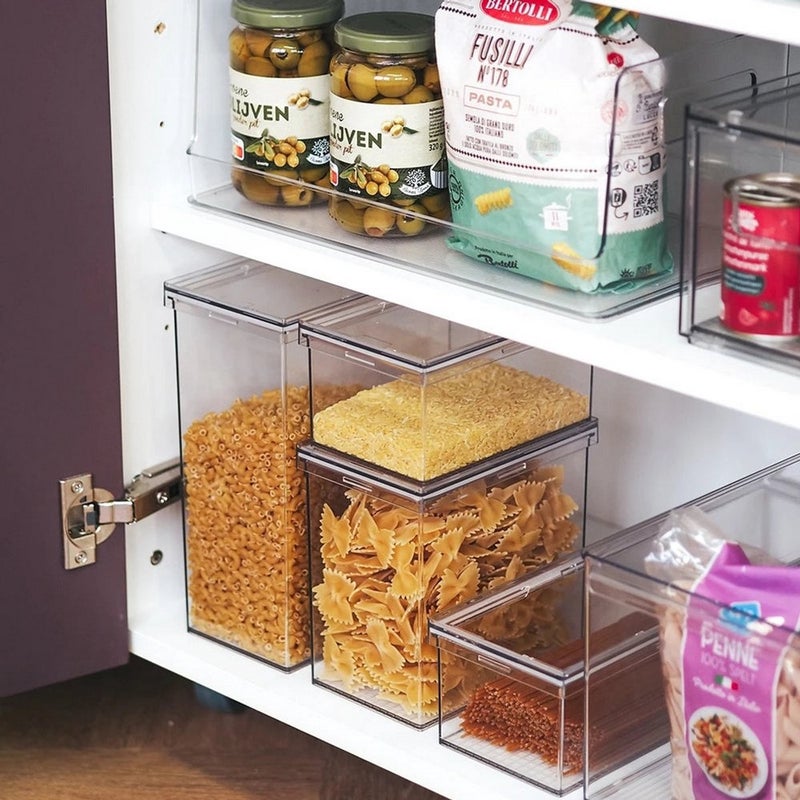 Homesmiths Airtight Food Storage Canister Medium 1500ML – Clear Plastic Container Locking Lid, BPA-Free, Kitchen  Organizer for Snacks, Spices, Pasta & Ingredients – L15.5 x W10 x H15.5 cm - Image 4