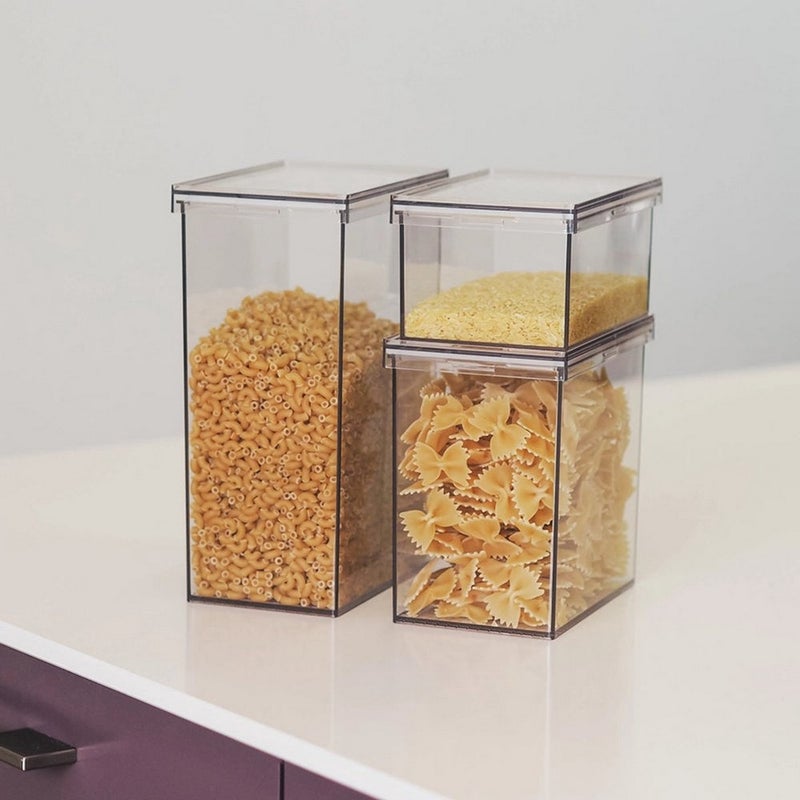 Homesmiths Airtight Food Storage Canister Medium 1500ML – Clear Plastic Container Locking Lid, BPA-Free, Kitchen  Organizer for Snacks, Spices, Pasta & Ingredients – L15.5 x W10 x H15.5 cm - Image 5