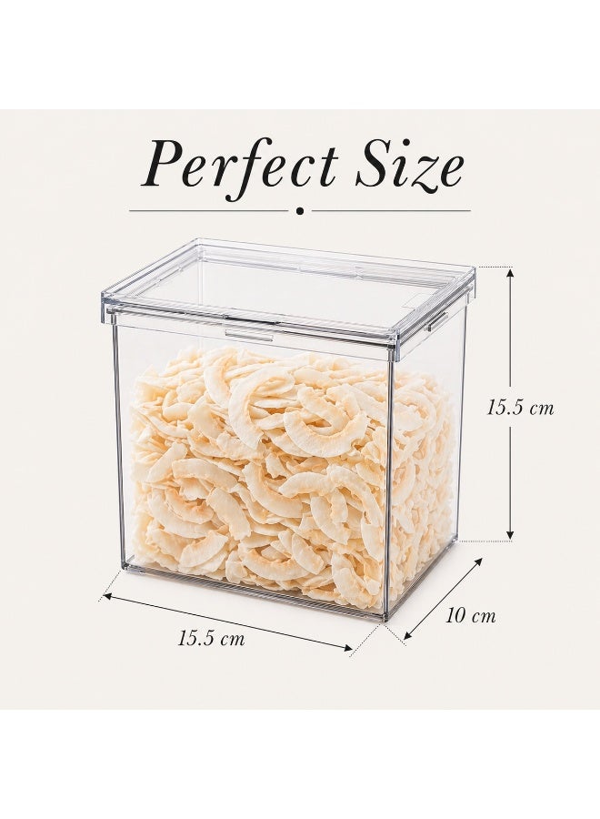 Homesmiths Airtight Food Storage Canister 1500ML – Clear BPA-Free Plastic Container with Locking Lid, Kitchen Organizer for Snacks, Pasta, Spices & Ingredients – 15.5 x 10 x 15.5 cm - Image 2