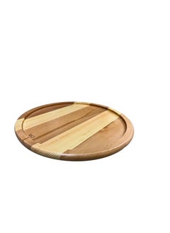 SAS Wooden Round Tray For Serving Pastries, Jars, Pizza And Cups -Beech Wood - (34Cm)  - Image 2