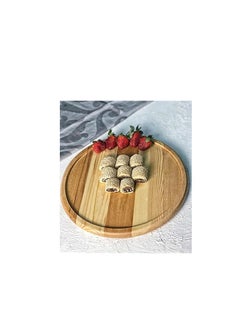 SAS Wooden Round Tray For Serving Pastries, Jars, Pizza And Cups -Beech Wood - (34Cm)  - Image 4