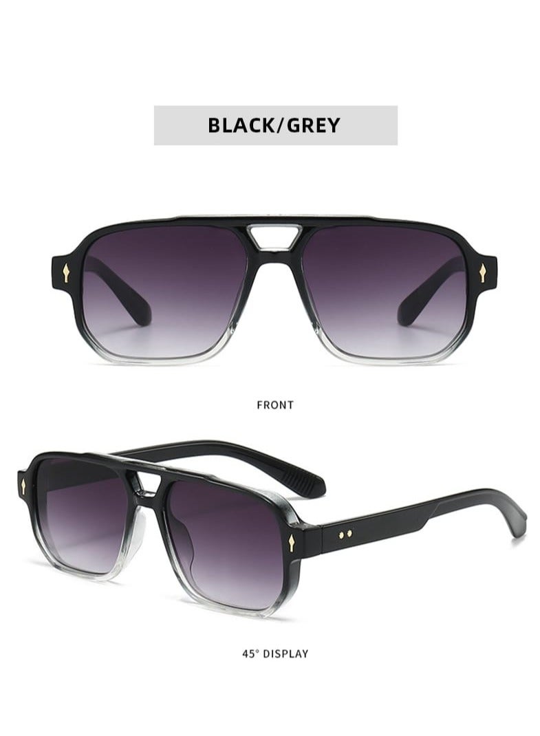 POLITE Vintage Double Bridge Designer Black Gradient Sunglass for men and Women, Trending Fashion Sunglasses UV400 - Image 2