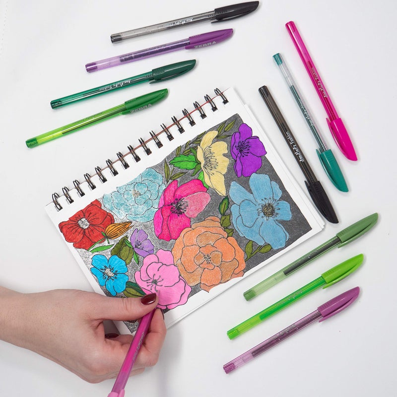 Zebra Pen Doodlerz Gel Pens 60-Pack, 1.0mm Bold Point, School & Scrapbook Supplies, Smooth Writing, Ergonomic Grip, Rainbow Colors: Glitter, Neon, Metallic, Pastel, Translucent Barrel (41960) - Image 3