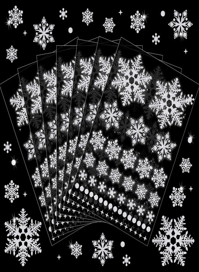 وولاين ملصقات ندفة الثلج الشتوية من والين، ملصقات ندفة الثلج الفضية اللامعة ذاتية اللصق لتزيين حفلات عيد الميلاد، ودفاتر القصاصات، والزجاجات، والنوافذ، 10 أوراق - Image 1