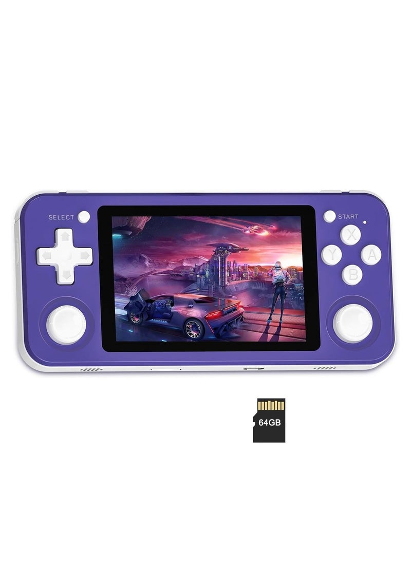 ANBERNIC  RG351P Handheld Game Console, Opening Linux Tony System Built-in 64G TF Card 2500 Classic Games 3.5-inch IPS Screen Retro Game Console (Purple)  - Image 1
