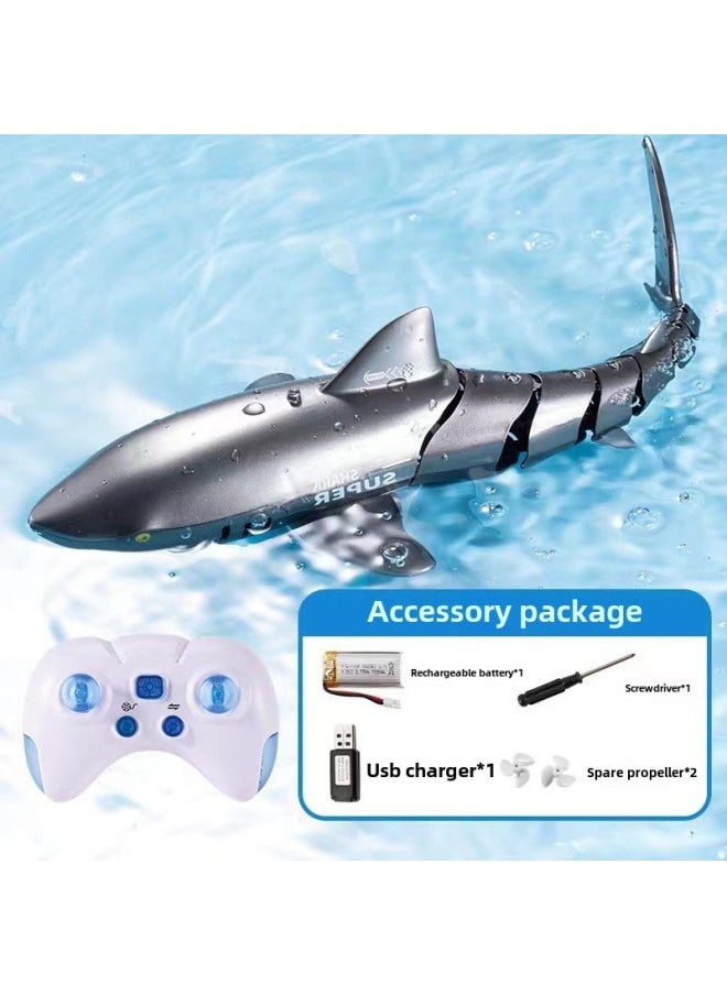 Electric Remote Control Dolphin Water Machinery Real Children's Water Toy Boat Remote Control Shark Whale Toy For Boys And Girls-Color:Simulated Black - Fully Waterproof And Super Powerful + Swing Left And Right + Lighting-Specifications:Lithium Battery *1 30 Minutes Battery Life + Freight Insurance + Standard Warranty  - Image 1