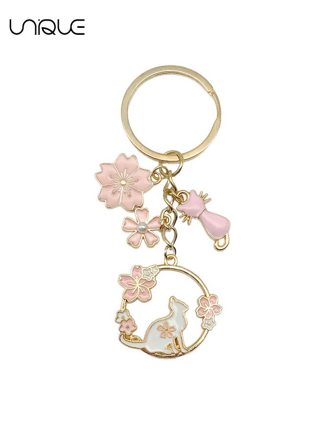 Keychain - Sakura keychain - Cat Pendant keychain - Pink key - Stylish and Simple