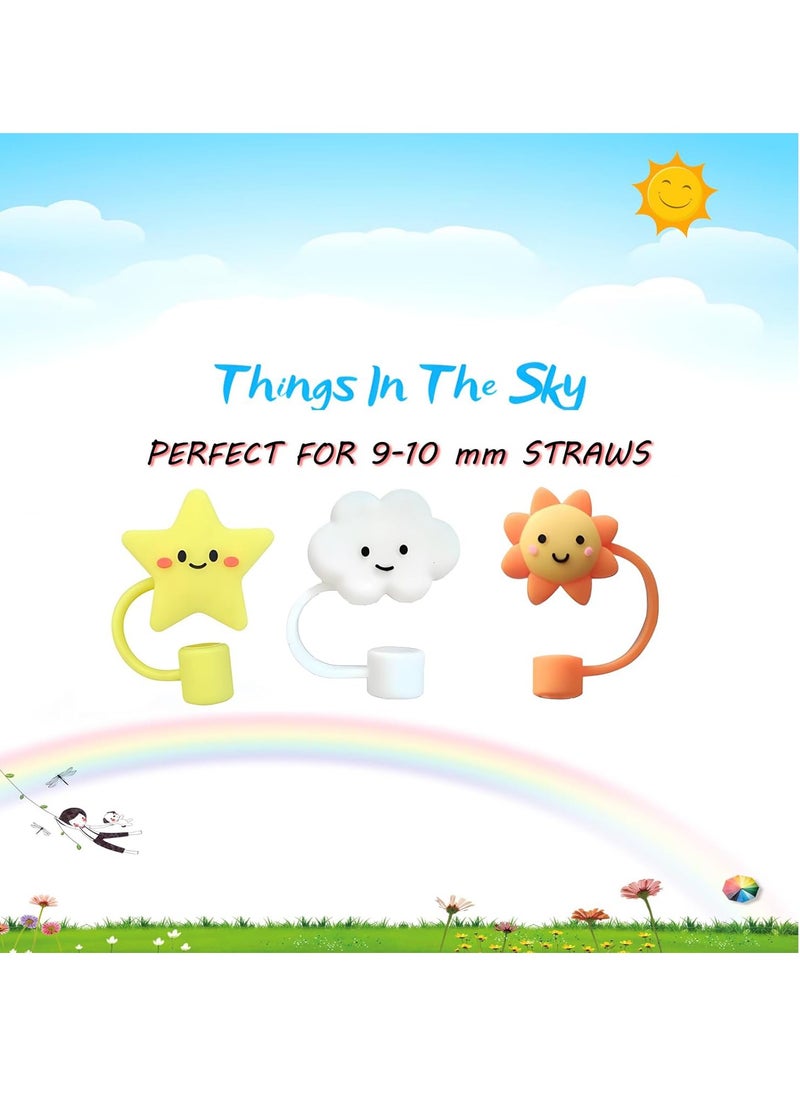 6 Pcs Reusable Silicone Straw Cover Cap for Stanley Cup Cute Straw Lid