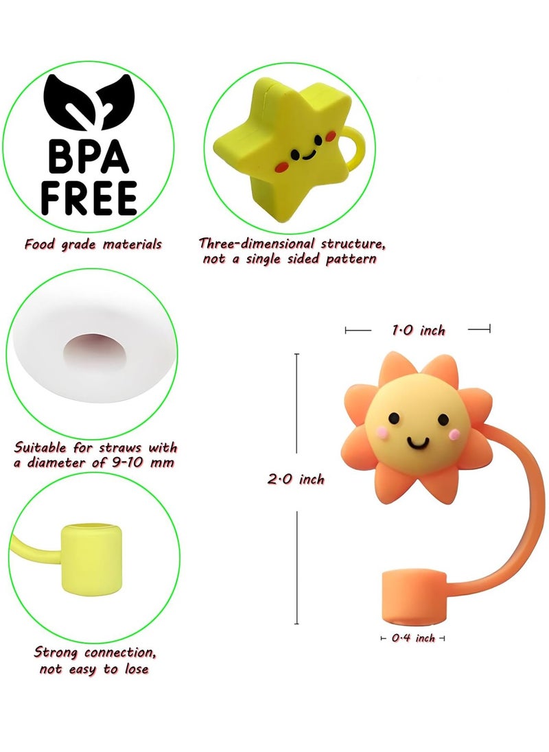 6 Pcs Reusable Silicone Straw Cover Cap for Stanley Cup Cute Straw Lid